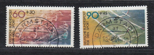 BRD Mi-Nr. 1094-1095 zentrisch gestempelt mit Tagesstempel Darmstadt