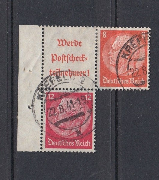 Deutsches Reich Zusammendruck - Mi-Nr. S 203 gestempelt Krefeld