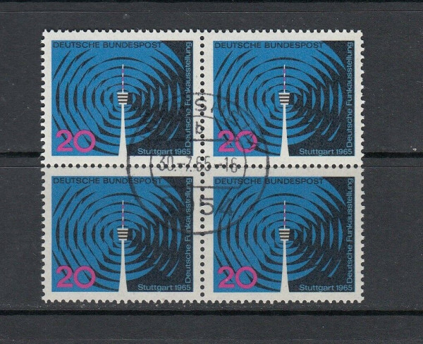 BRD Mi.-Nr. 481 als 4er Block zentrischer Vollstempel Jügesheim