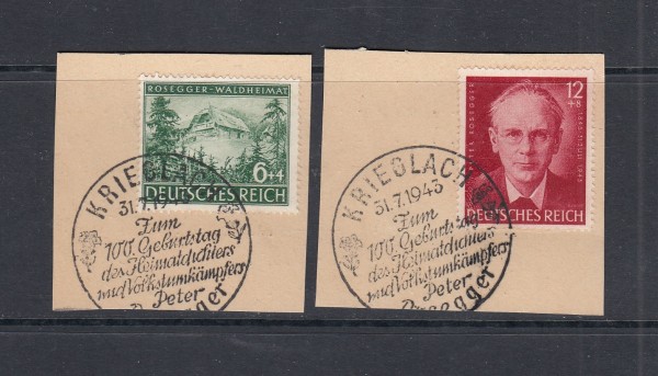 Deutsches Reich Mi-Nr. 855-856 mit Sonderstempel auf Briefstück