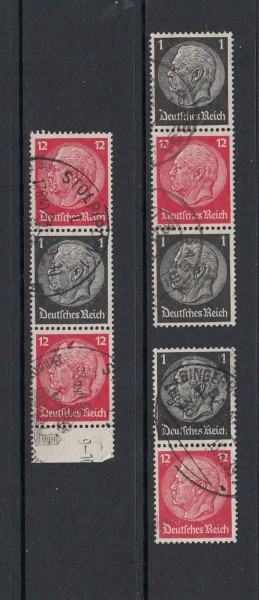 Deutsches Reich Zusammendrucke Mi-Nr. S 147, S 148, S 150 gestempelt