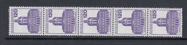 BRD Mi-Nr. 1141 A R als 5er Streifen - Rollenmarke mit Zählnummer ** postfrisch