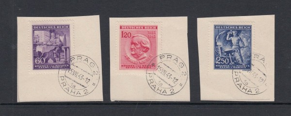 Böhmen & Mähren Mi.-Nr. 114-116 gestempelt auf Briefstück