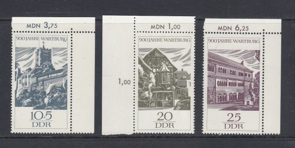 DDR Mi-Nr. 1233-1235 ** postfrisch - Bogenecke / Eckrand