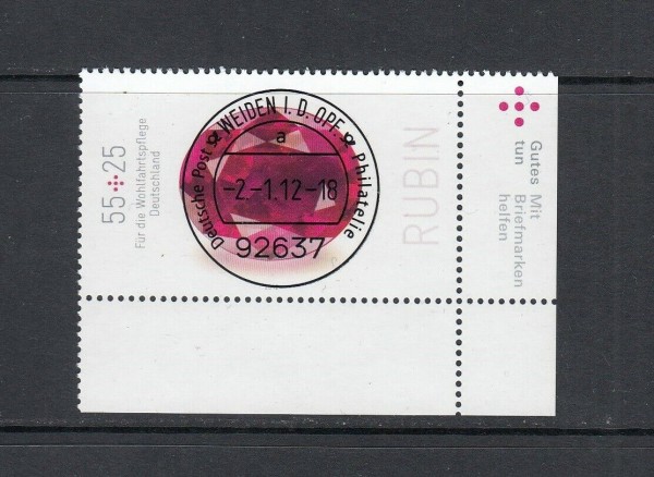 BRD 2012 - Mi-Nr. 2901 - Ecke 4 / Bogenecke - zentrisch - Vollstempel - Ersttag