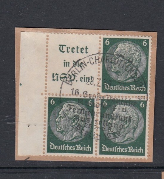 Deutsches Reich Zusammendruck - Mi-Nr. W 84 gestempelt SST auf Briefstück