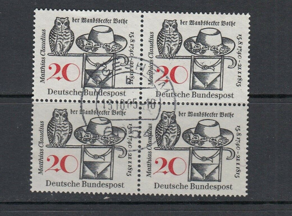 BRD Mi.-Nr. 462 - 4er Block zentrischer Vollstempel Jügesheim
