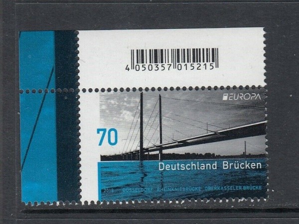 BRD 2018 Mi-Nr. 3383 ** postfrisch - Ecke 1 / Bogenecke mit EAN Code