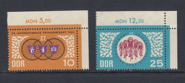 DDR Mi-Nr. 1278-1279 ** postfrisch - Bogenecke / Eckrand oben rechts