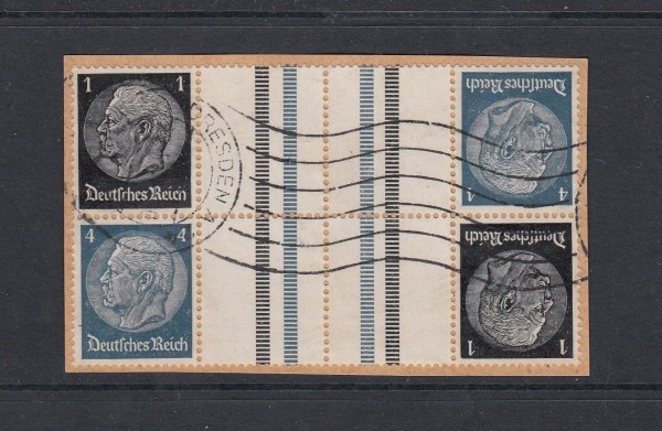 Deutsches Reich Zusammendruck - 2x Mi-Nr. KZ 30 gestempelt auf Briefstück