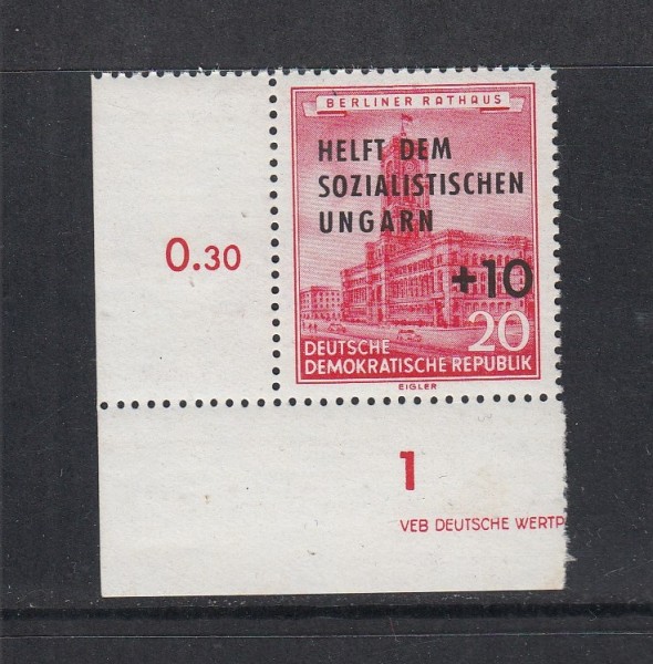 DDR Mi-Nr. 557 DV - halber Druckvermerk ** postfrisch - Bogenecke / Eckrand