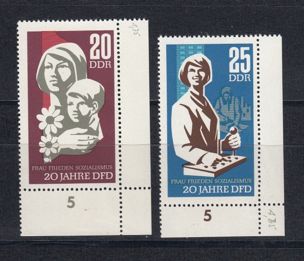 DDR Mi-Nr. 1256-1257 ** postfrisch - Bogenecke / Ecke 4