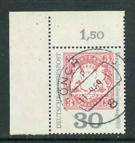 BRD Mi-Nr. 601 Bogenecke / Ecke 1 - Eckrand - zentrischer Vollstempel München