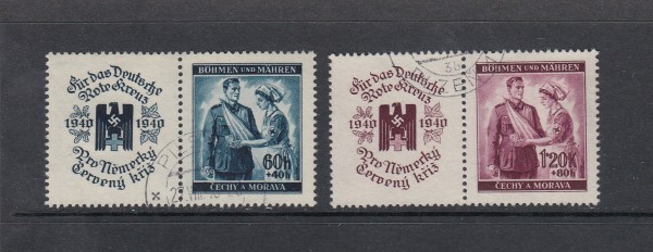 Böhmen und Mähren Mi-Nr. 53-54 Zf gestempelt - mit Zierfeld
