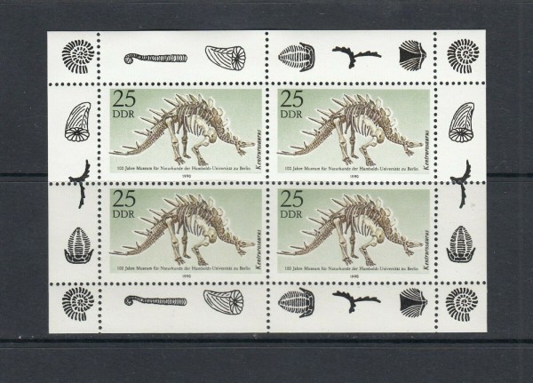 DDR Mi-Nr. 3325 ** postfrisch - 1 Kleinbogen - Dinosaurier