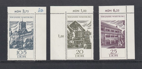 DDR Mi-Nr. 1233-1235 ** postfrisch - Bogenecke / Eckrand