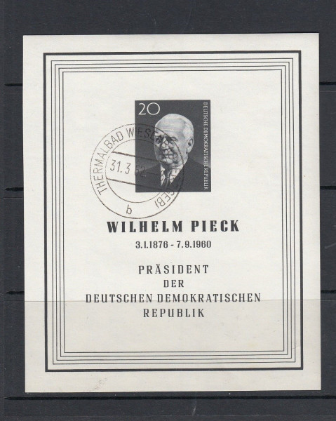 DDR Mi-Nr. Block 16 gestempelt Tagesstempel Thermalbad Wiesenbad (Erzgeb)