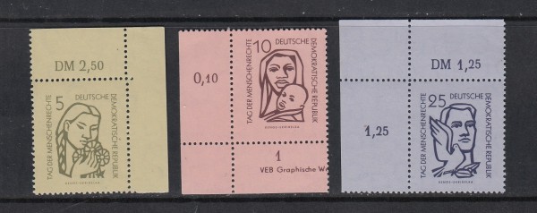 DDR Mi-Nr. 548-550 ** postfrisch - Bogenecke / Eckrand