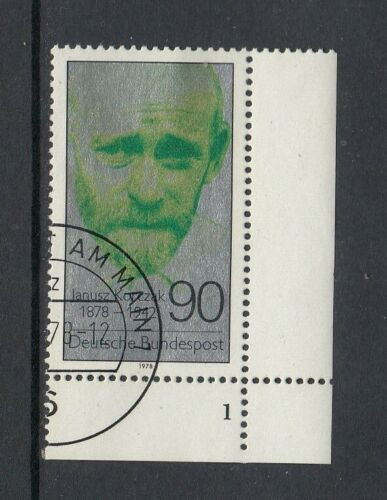 BRD Mi-Nr. 973 Bogenecke / Ecke 4 / Eckrand mit Formnummer 1 - gestempelt