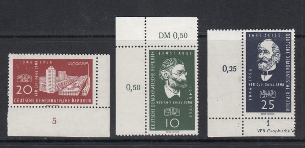 DDR Mi-Nr. 545-547 ** postfrisch - Bogenecke / Eckrand