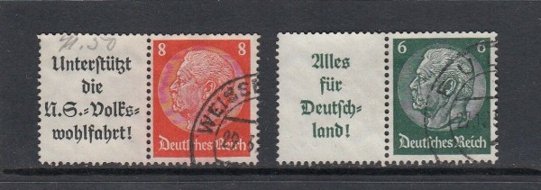 Deutsches Reich Zusammendrucke - Mi-Nr. W 63 + W 67 gestempelt