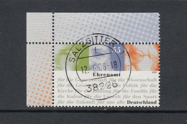 BRD 2008 - Mi-Nr. 2674 Ecke 1 - zentrisch gestempelt Salzgitter - Ersttag