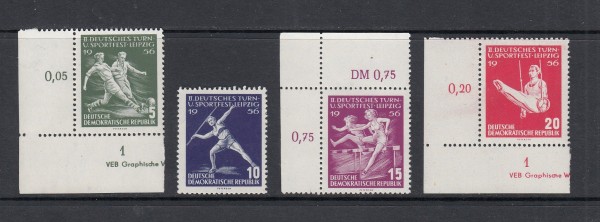 DDR Mi-Nr. 530-533 ** postfrisch - bis auf 531 mit Bogenrändern