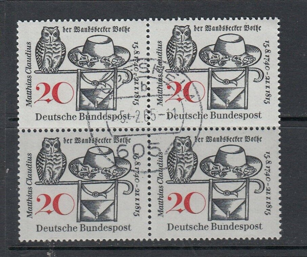 BRD Mi.-Nr. 462 als 4er Block zentrischer Vollstempel Jügesheim